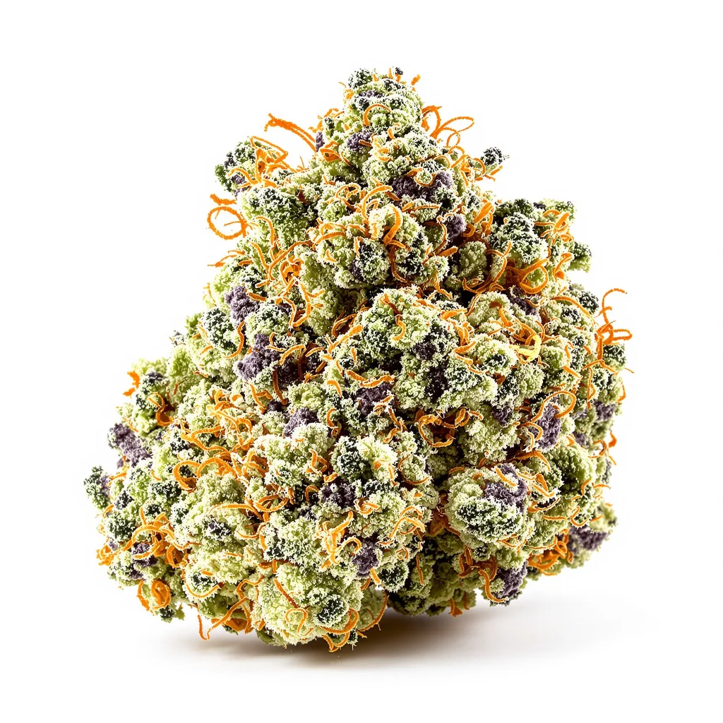 Punch Pie 46% indica / 54% sativa — fleur avec trichomes visibles