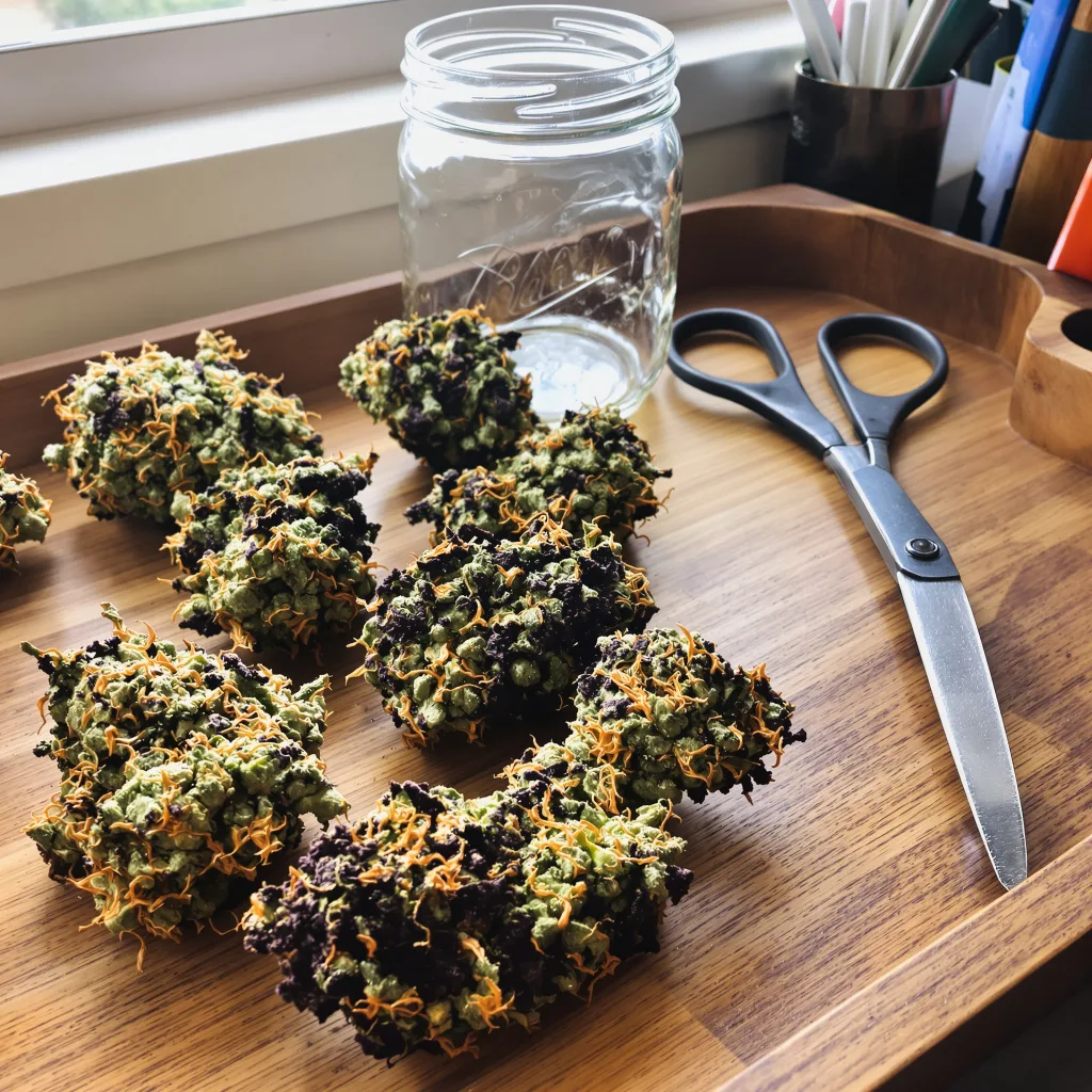 Pure Afghan 89% indica / 11% sativa — fleur avec trichomes visibles