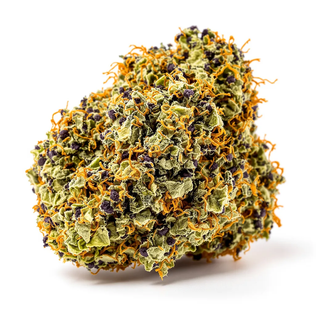 Pure Indica 81% indica / 19% sativa — fleur avec trichomes visibles