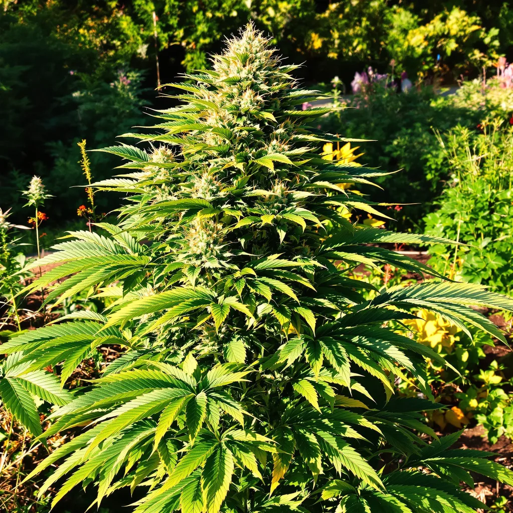 Pure Love 42% indica / 58% sativa — fleur avec trichomes visibles