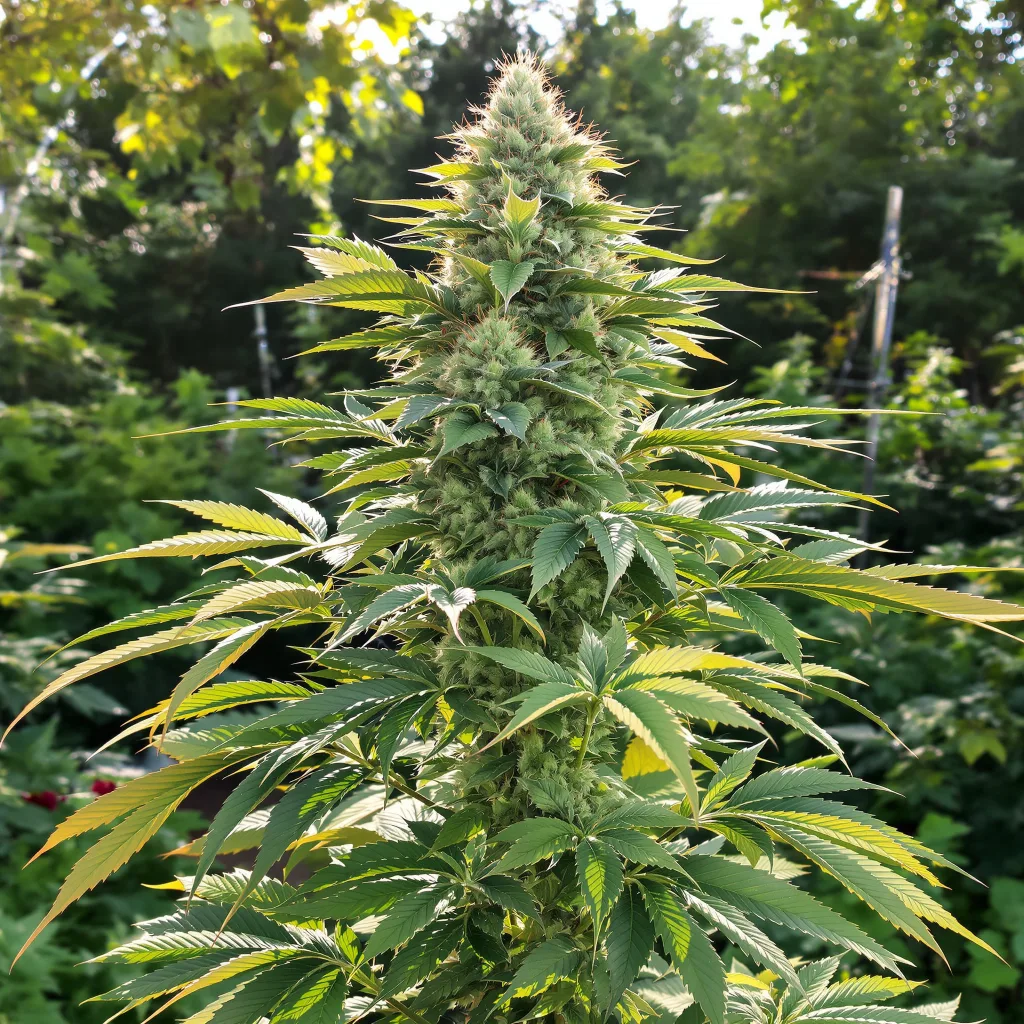Pure Love 42% indica / 58% sativa — fleur avec trichomes visibles