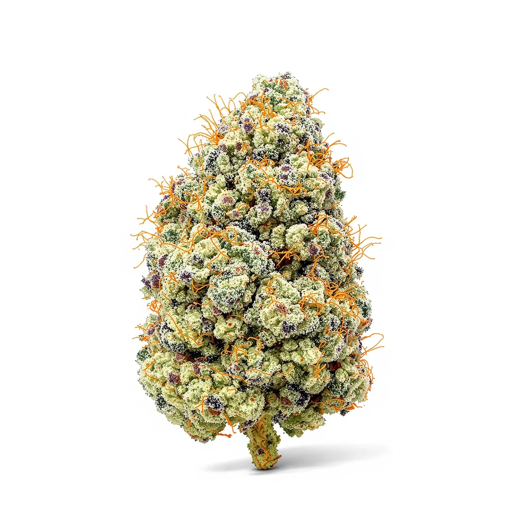 Pure Love 42% indica / 58% sativa — fleur avec trichomes visibles