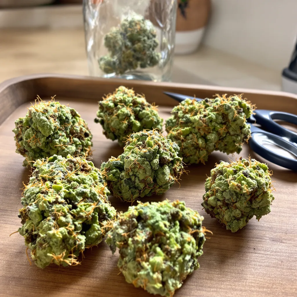 Pure Power Plant 16% indica / 84% sativa — fleur avec trichomes visibles