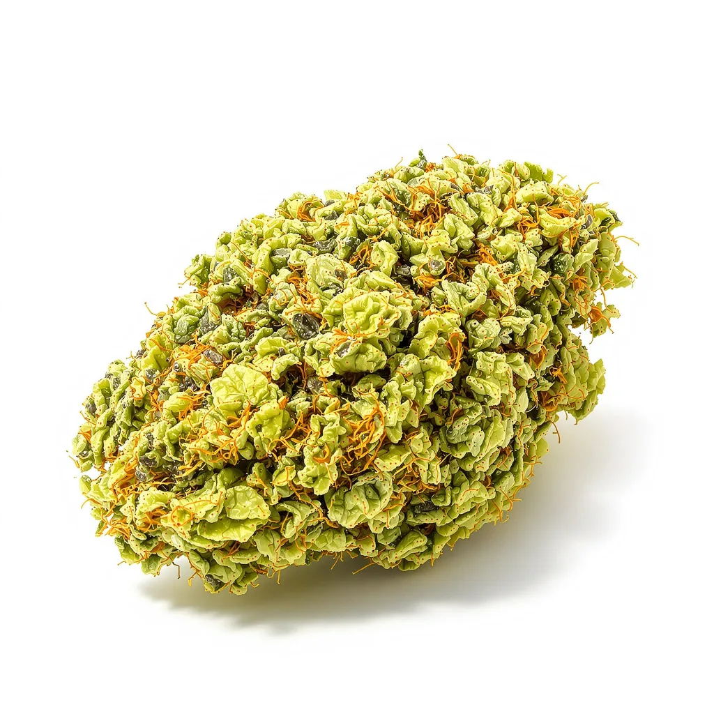 Pure Power Plant 16% indica / 84% sativa — fleur avec trichomes visibles