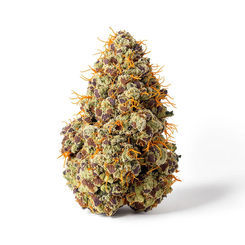 Purple Arrow 79% indica / 21% sativa — fleur avec trichomes visibles
