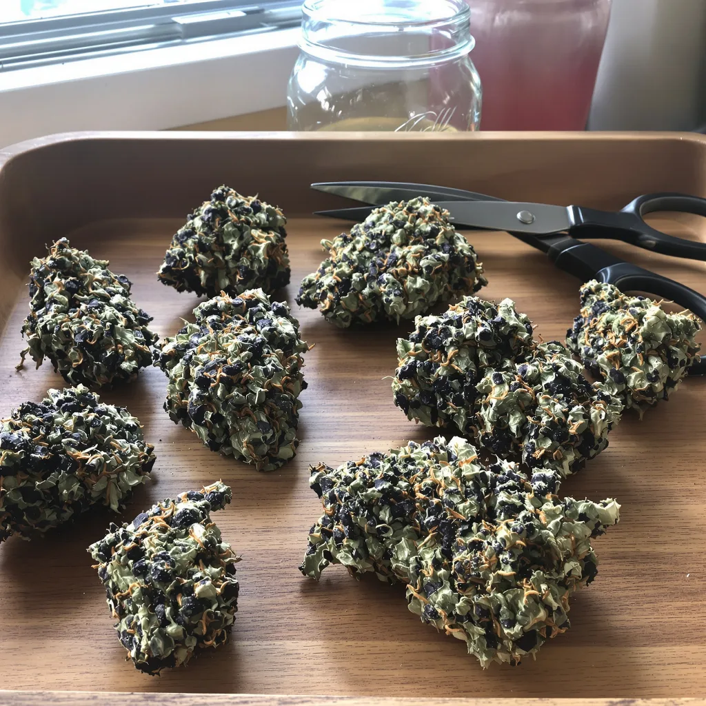 Purple Bush 78% indica / 22% sativa — fleur avec trichomes visibles