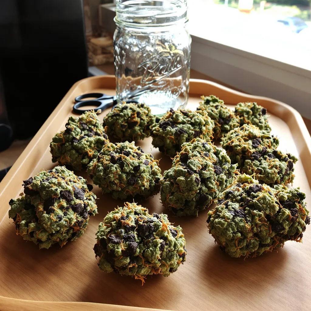 Purple Candy 77% indica / 23% sativa — fleur avec trichomes visibles
