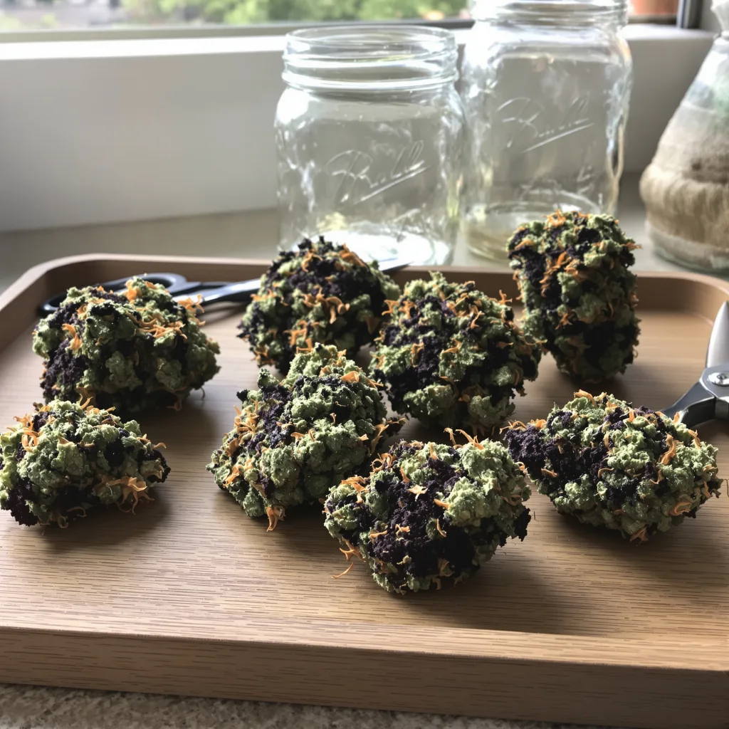 Purple Chemdawg 71% indica / 29% sativa — fleur avec trichomes visibles
