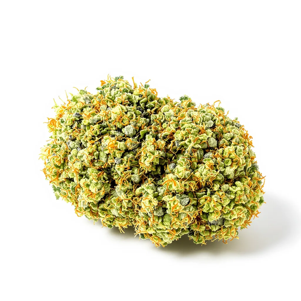 Purple Diesel 30% indica / 70% sativa — fleur avec trichomes visibles