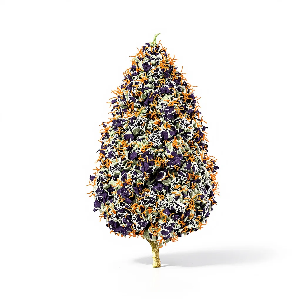 Purple Dragon 66% indica / 34% sativa — fleur avec trichomes visibles