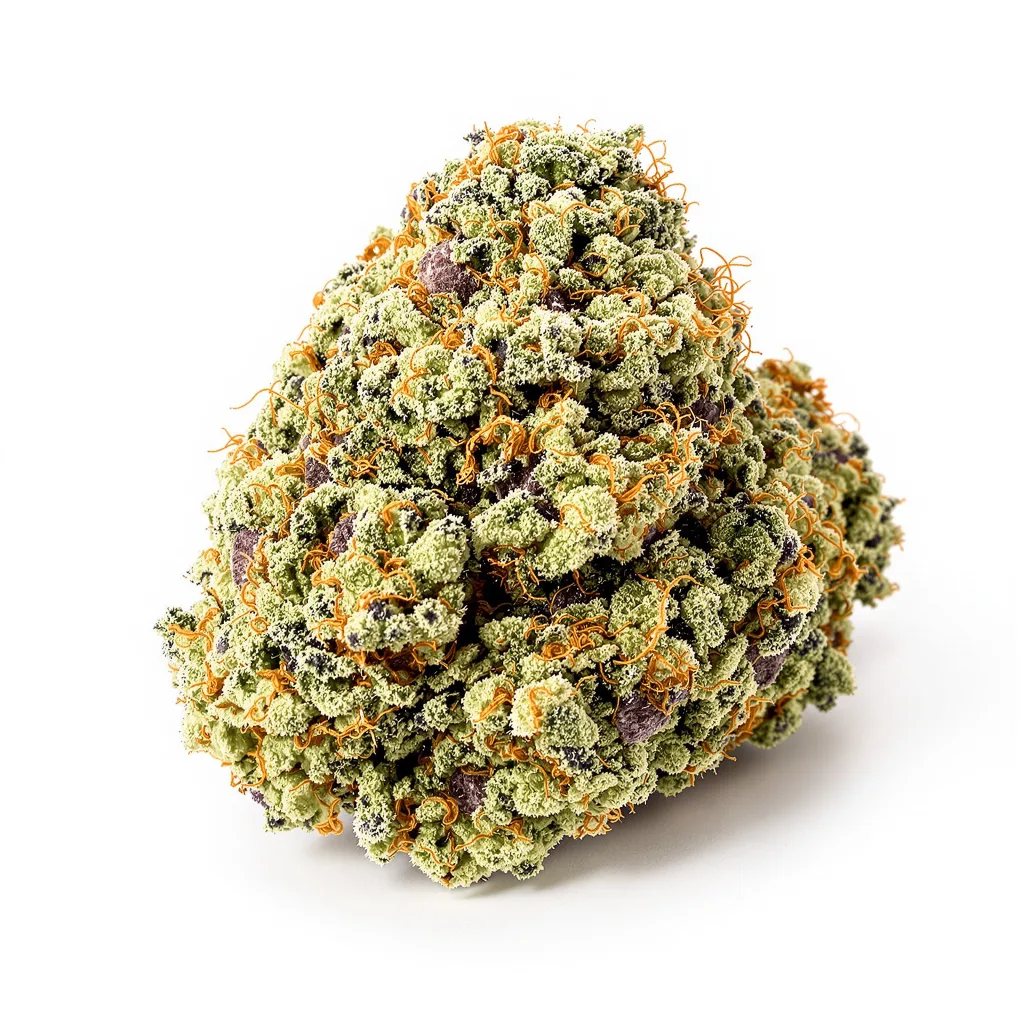 Purple Elephant 60% indica / 40% sativa — fleur avec trichomes visibles
