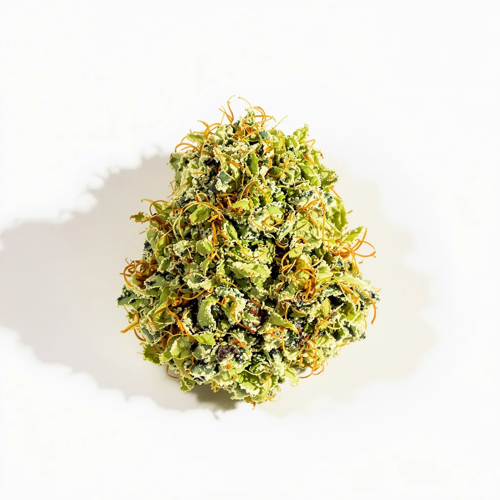 Purple Haze 16% indica / 84% sativa — fleur avec trichomes visibles