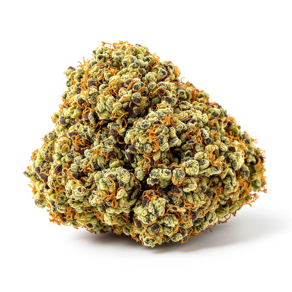 Purple Hindu Kush 100% indica / 50% sativa — fleur avec trichomes visibles