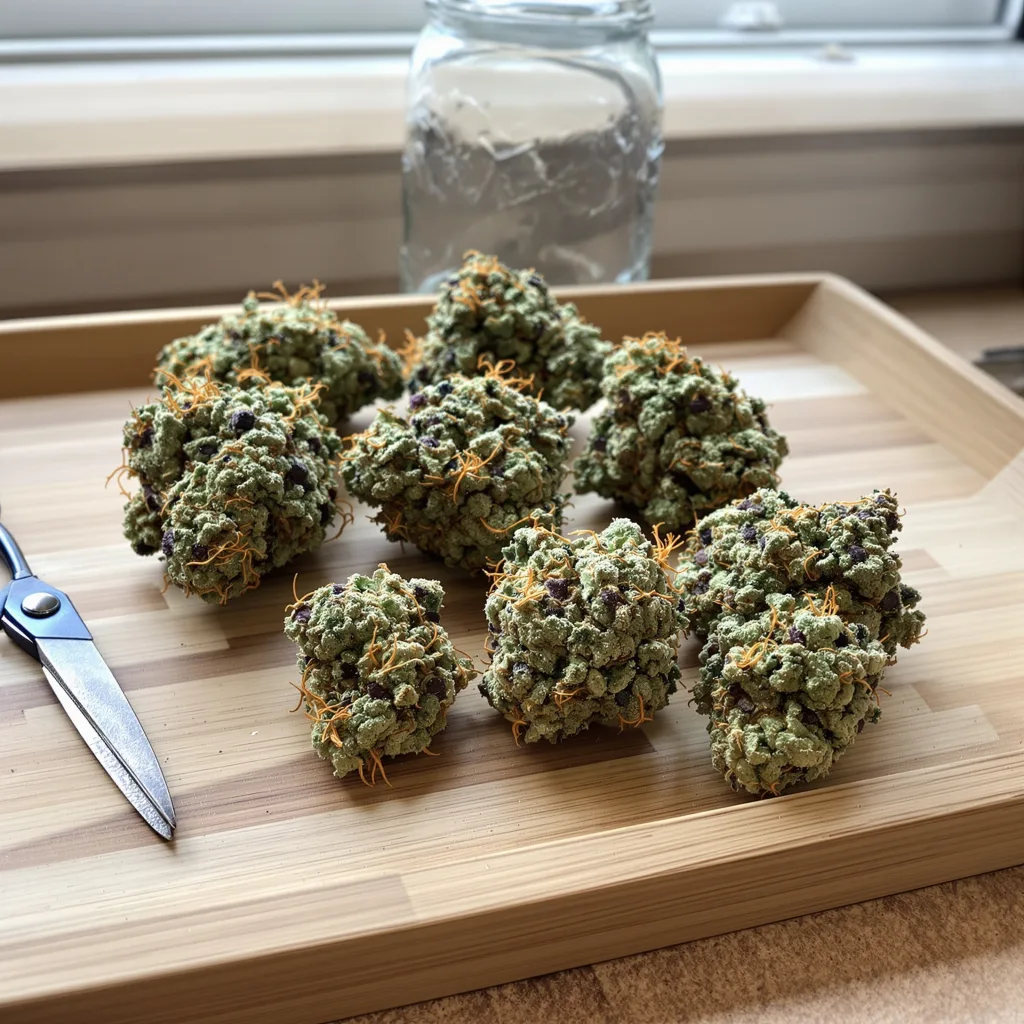 Purple Lemonade 55% indica / 45% sativa — fleur avec trichomes visibles