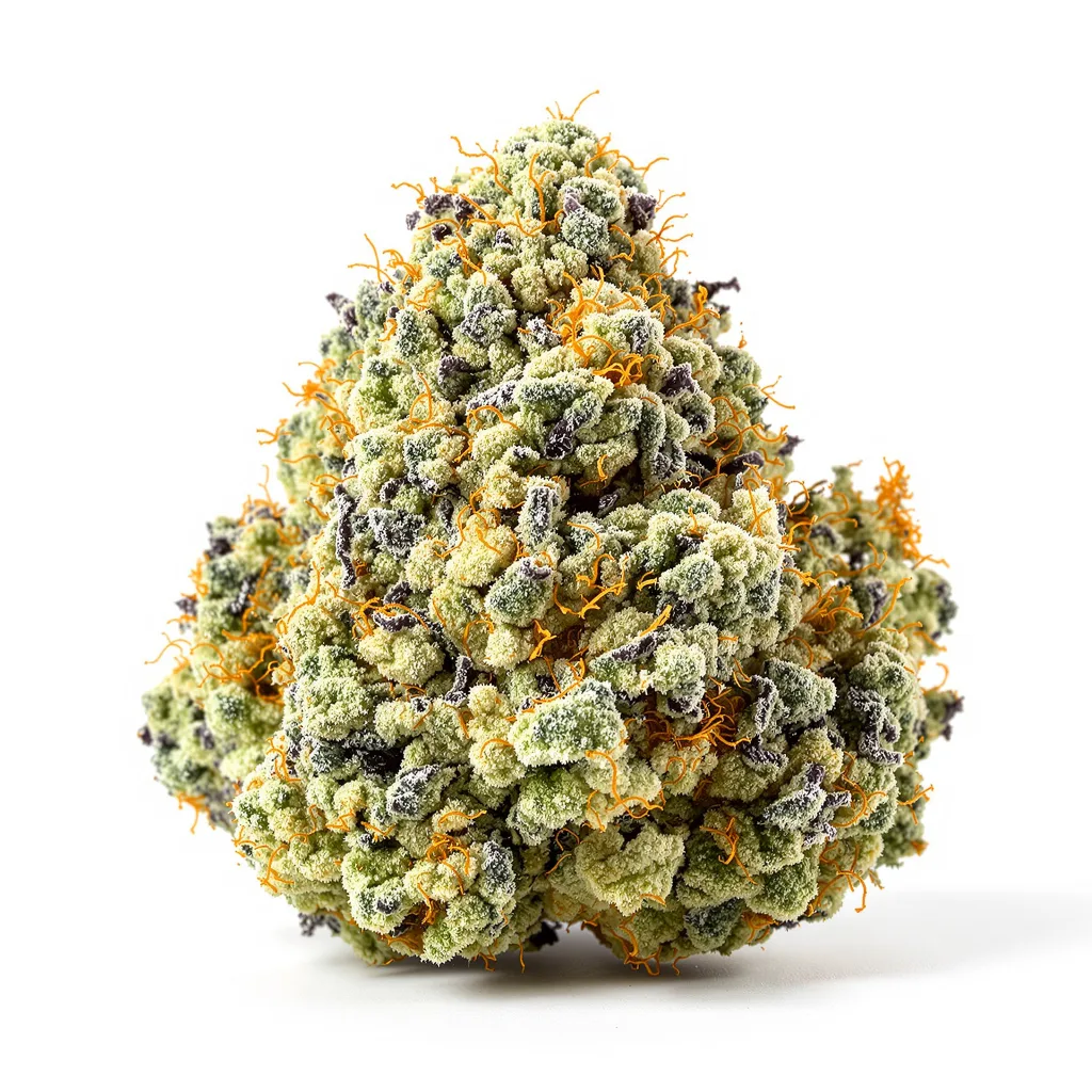 Purple Lemonade 55% indica / 45% sativa — fleur avec trichomes visibles