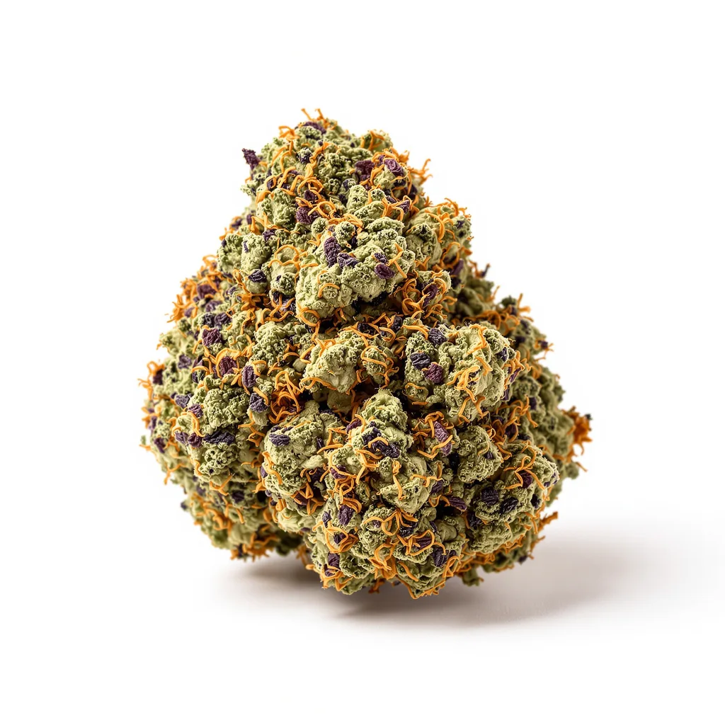 Purple OG 71% indica / 29% sativa — fleur avec trichomes visibles
