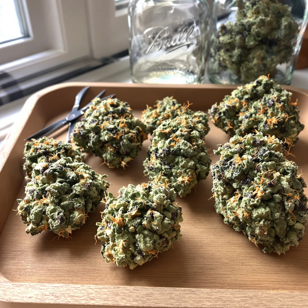 Purple Pantera 63% indica / 37% sativa — fleur avec trichomes visibles