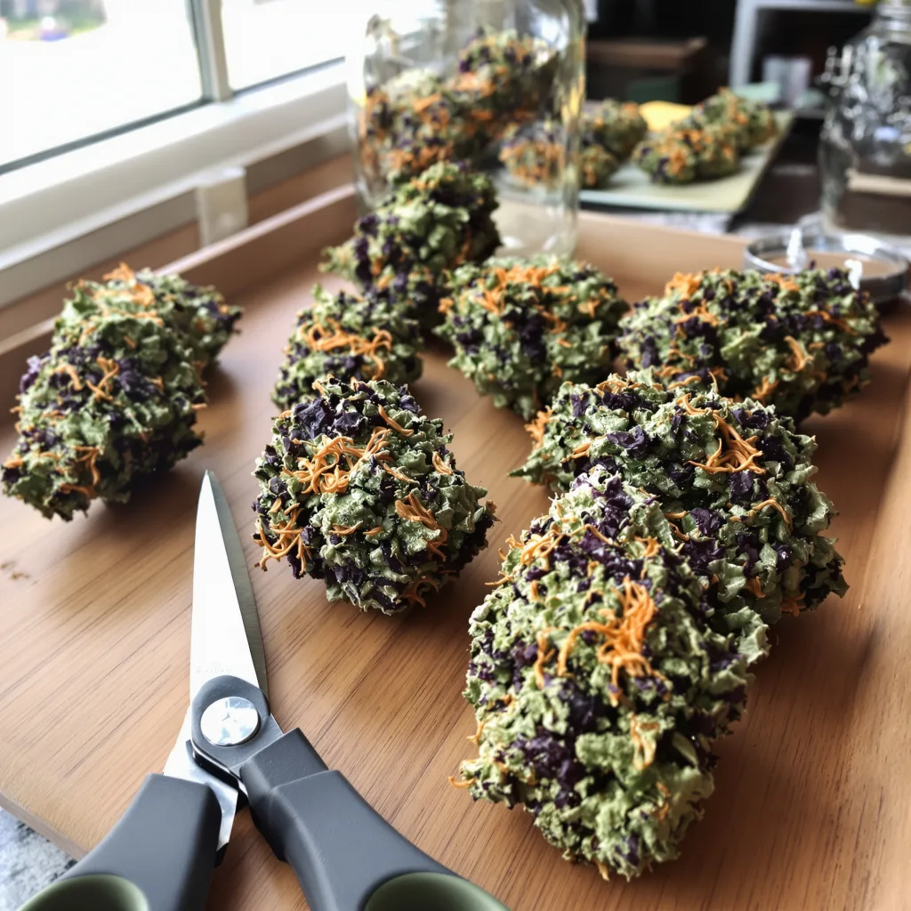 Purple Passion 89% indica / 11% sativa — fleur avec trichomes visibles