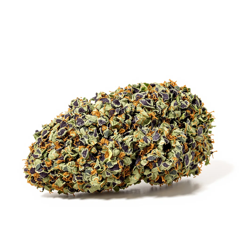 Purple Passion 89% indica / 11% sativa — fleur avec trichomes visibles