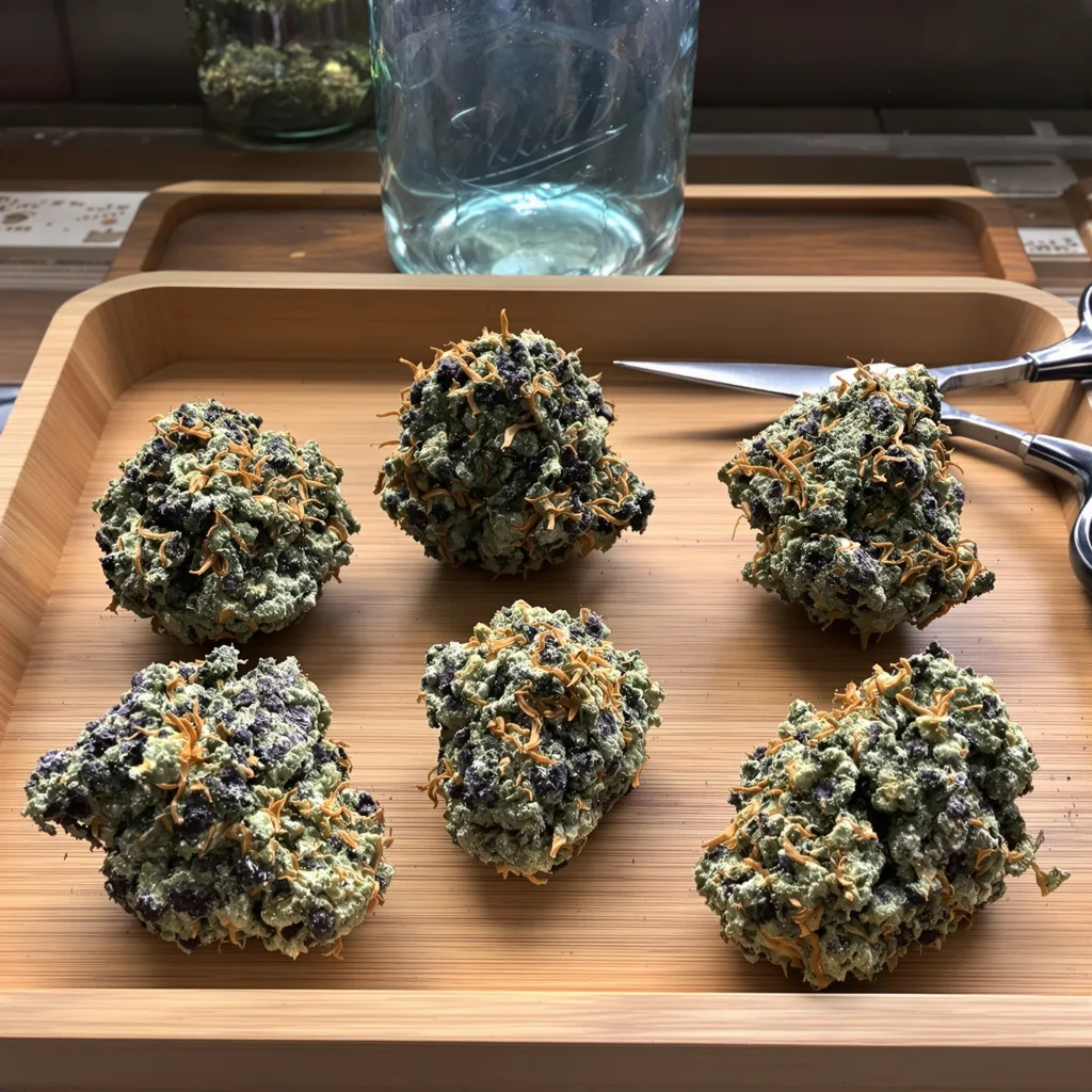 Purple Passion 89% indica / 11% sativa — fleur avec trichomes visibles