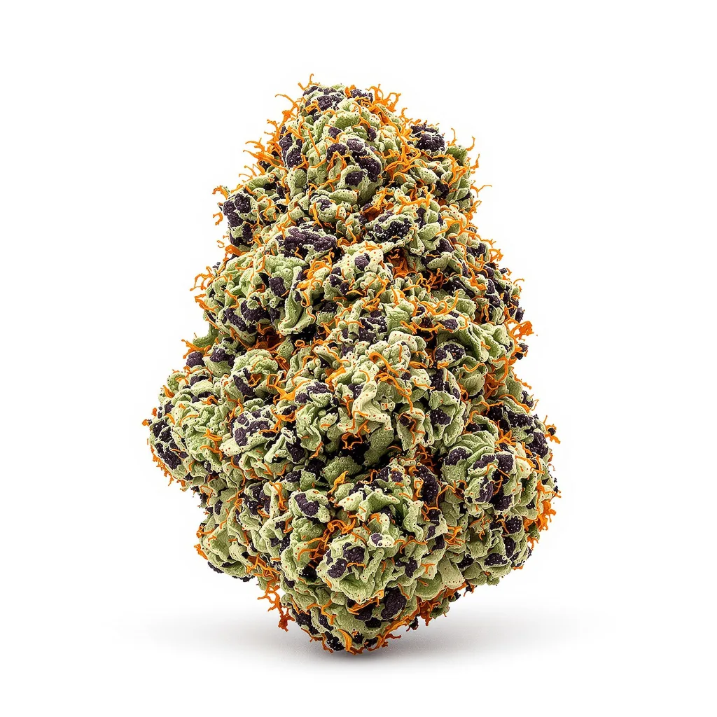 Purple Punch 70% indica / 30% sativa — fleur avec trichomes visibles