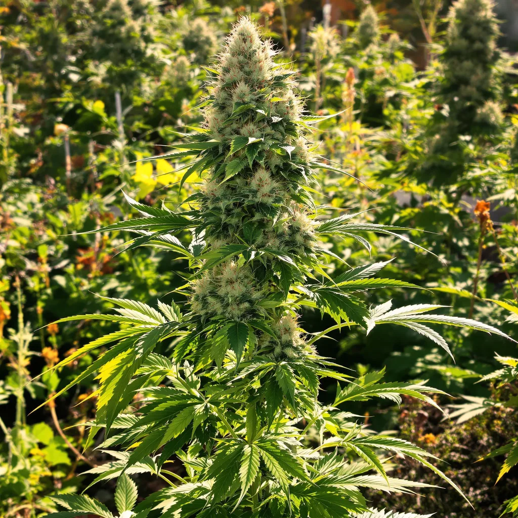 Purple Skunk 54% indica / 46% sativa — fleur avec trichomes visibles