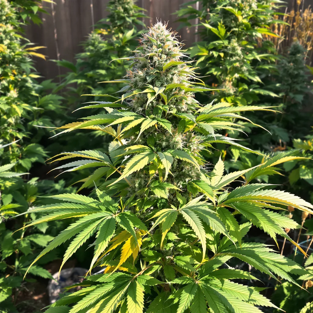 Purple Star 68% indica / 32% sativa — fleur avec trichomes visibles