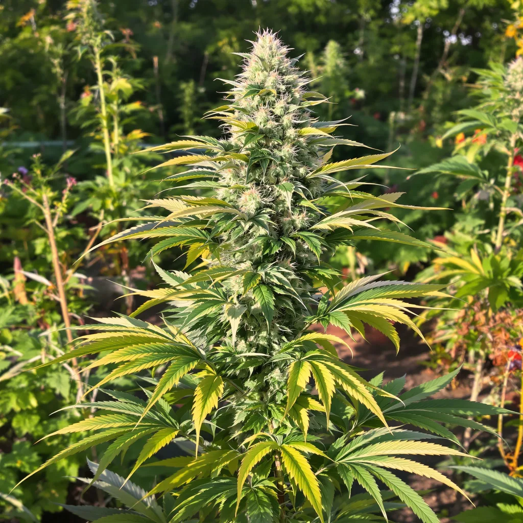 Purple Trainwreck 50% indica / 50% sativa — fleur avec trichomes visibles