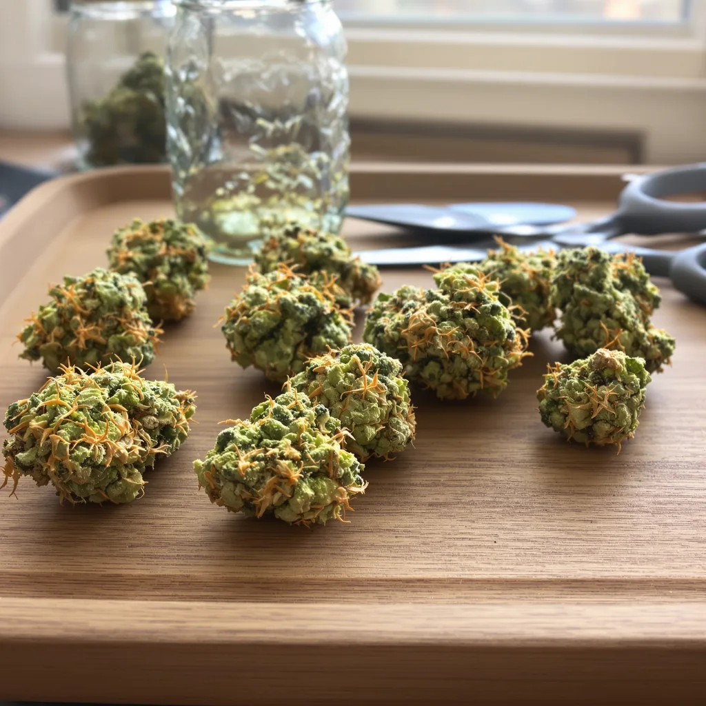 Purple Wreck 14% indica / 86% sativa — fleur avec trichomes visibles