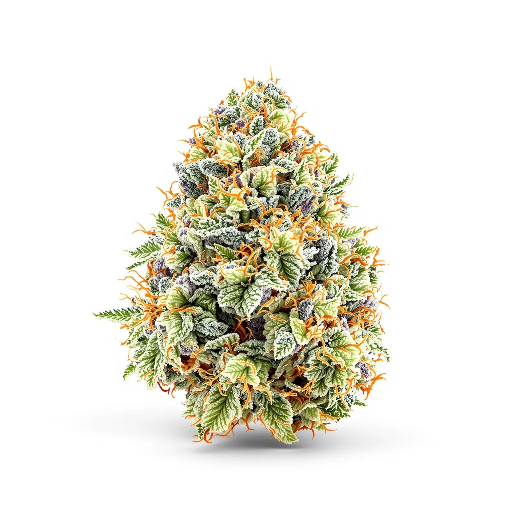 Qrazy Train 50% indica / 50% sativa — fleur avec trichomes visibles