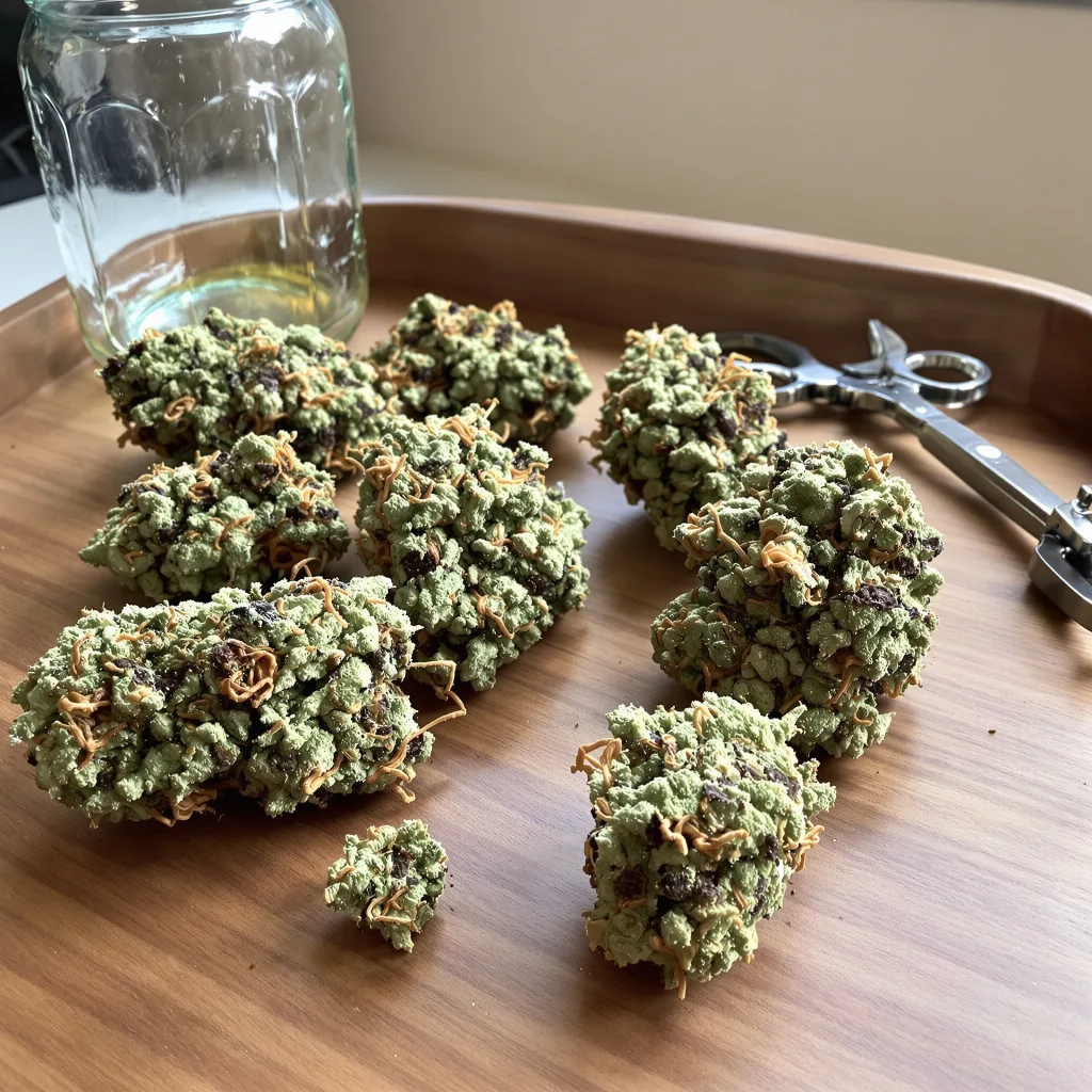 Race Fuel OG 51% indica / 49% sativa — fleur avec trichomes visibles