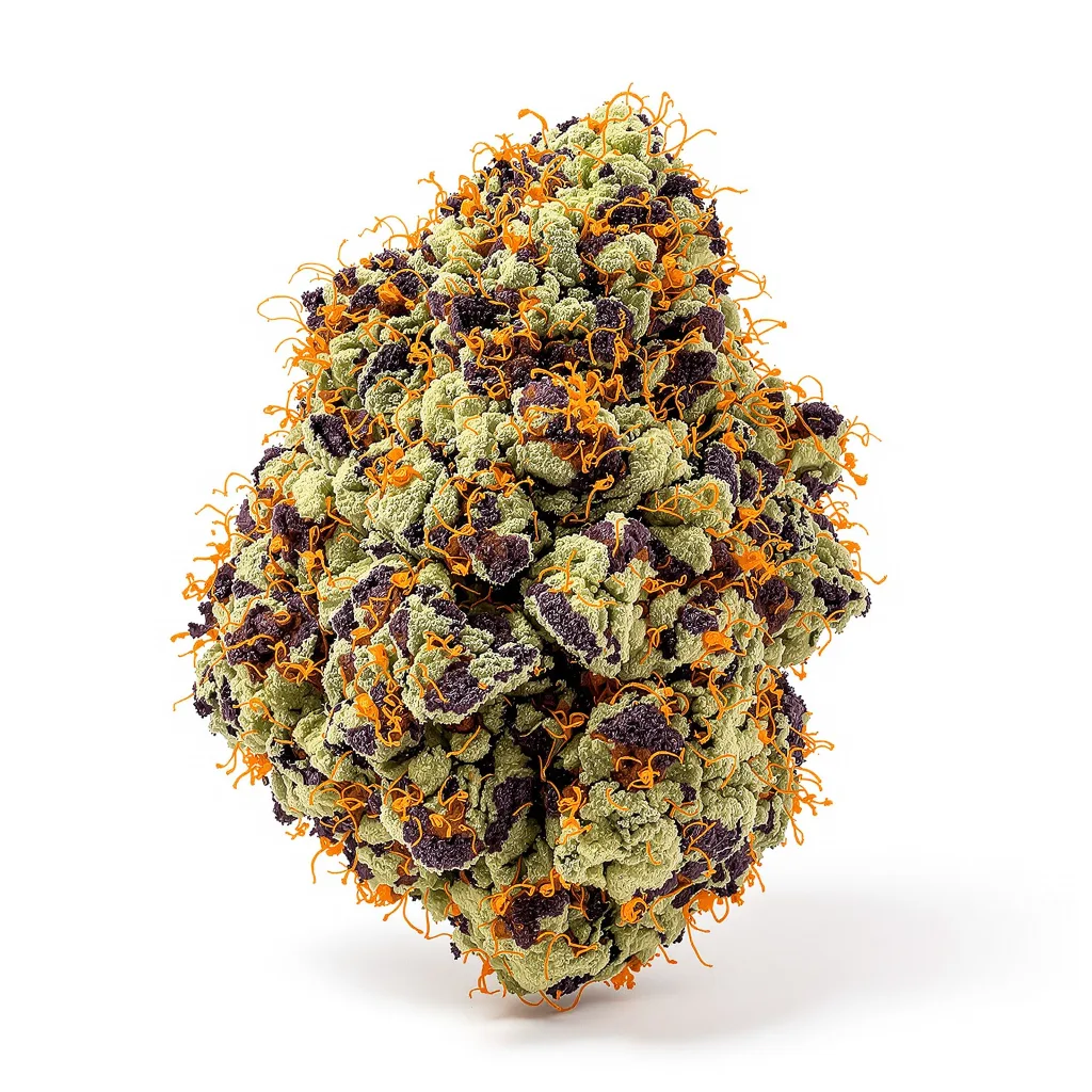 Rainbow Glue 83% indica / 17% sativa — fleur avec trichomes visibles