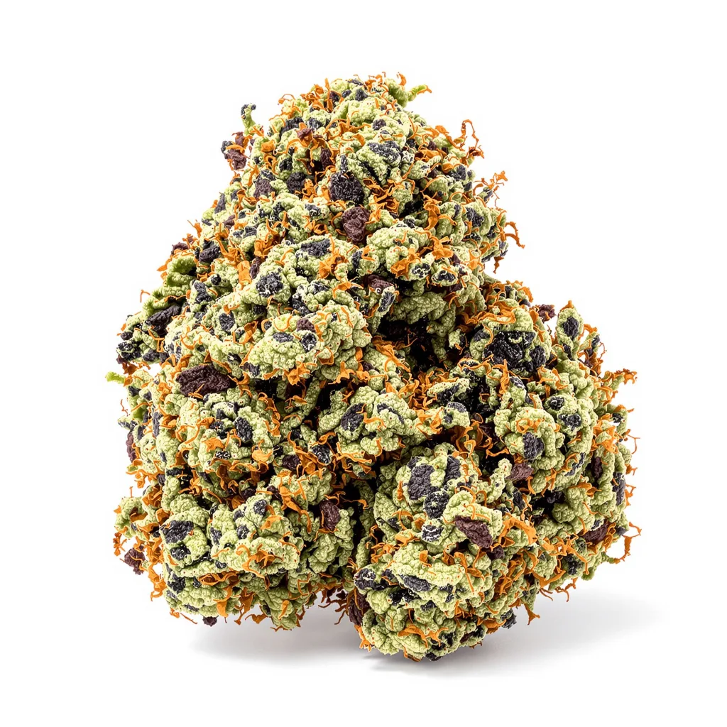 Rainbow Jones 76% indica / 24% sativa — fleur avec trichomes visibles