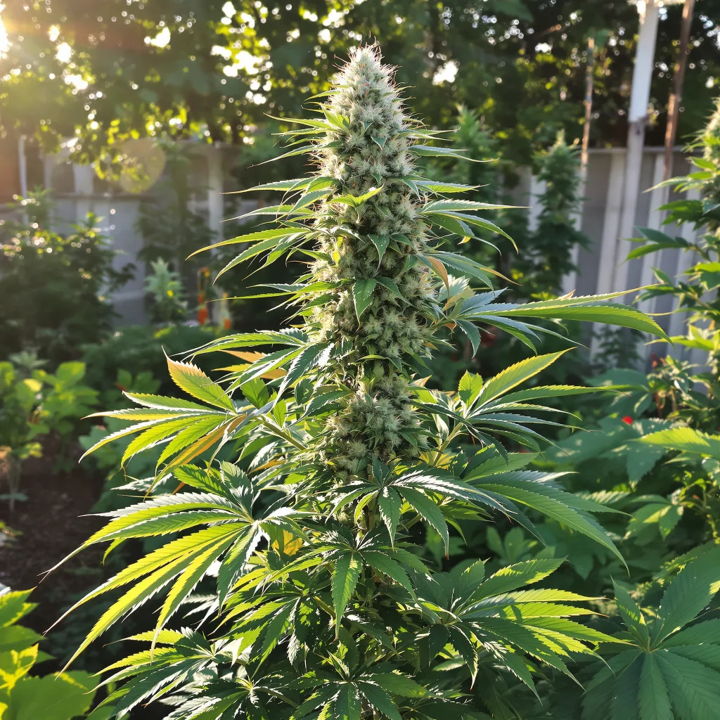 Rainbow Kush 50% indica / 50% sativa — fleur avec trichomes visibles