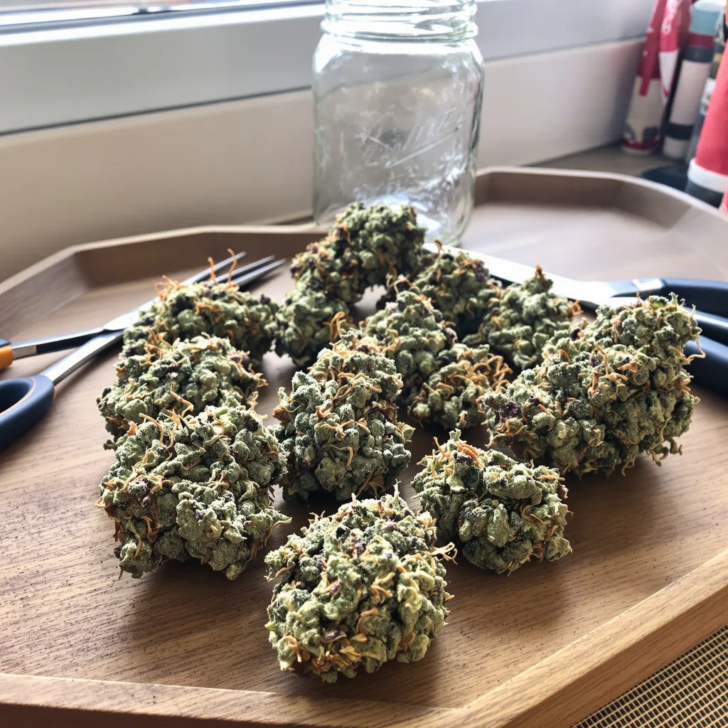 Rare Dankness #1 57% indica / 43% sativa — fleur avec trichomes visibles