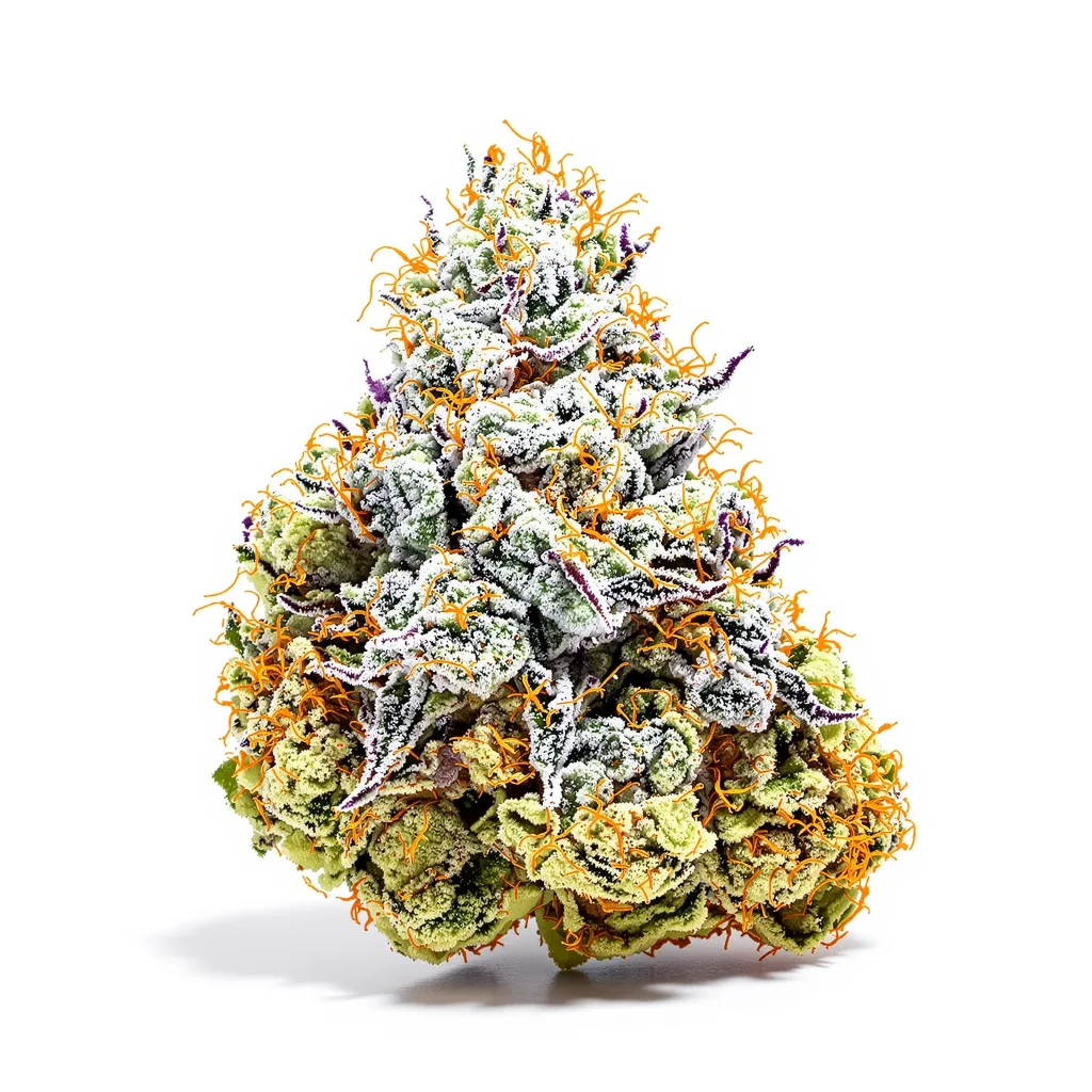 Rare Dankness #1 57% indica / 43% sativa — fleur avec trichomes visibles