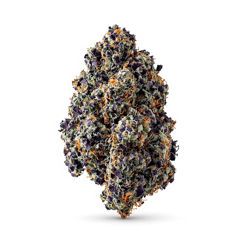 Rare Darkness 80% indica / 20% sativa — fleur avec trichomes visibles
