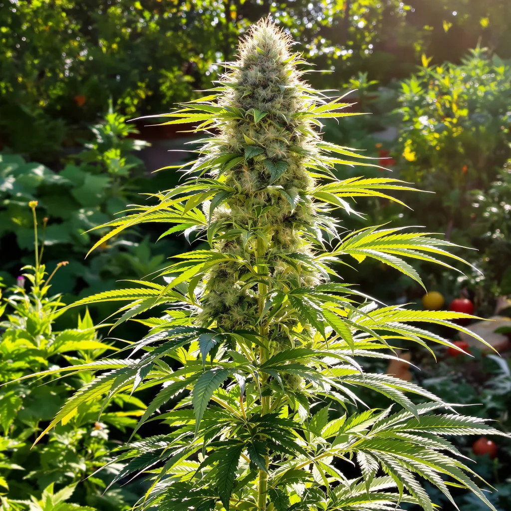 Raspberry Cough 25% indica / 65% sativa — fleur avec trichomes visibles