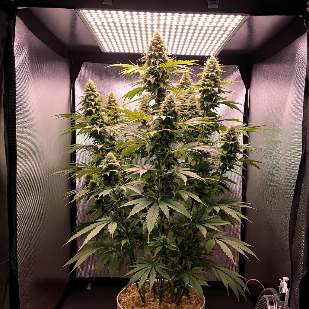 Plante de cannabis Raspberry Cough Kush en floraison — 60-100 cm autofloraison