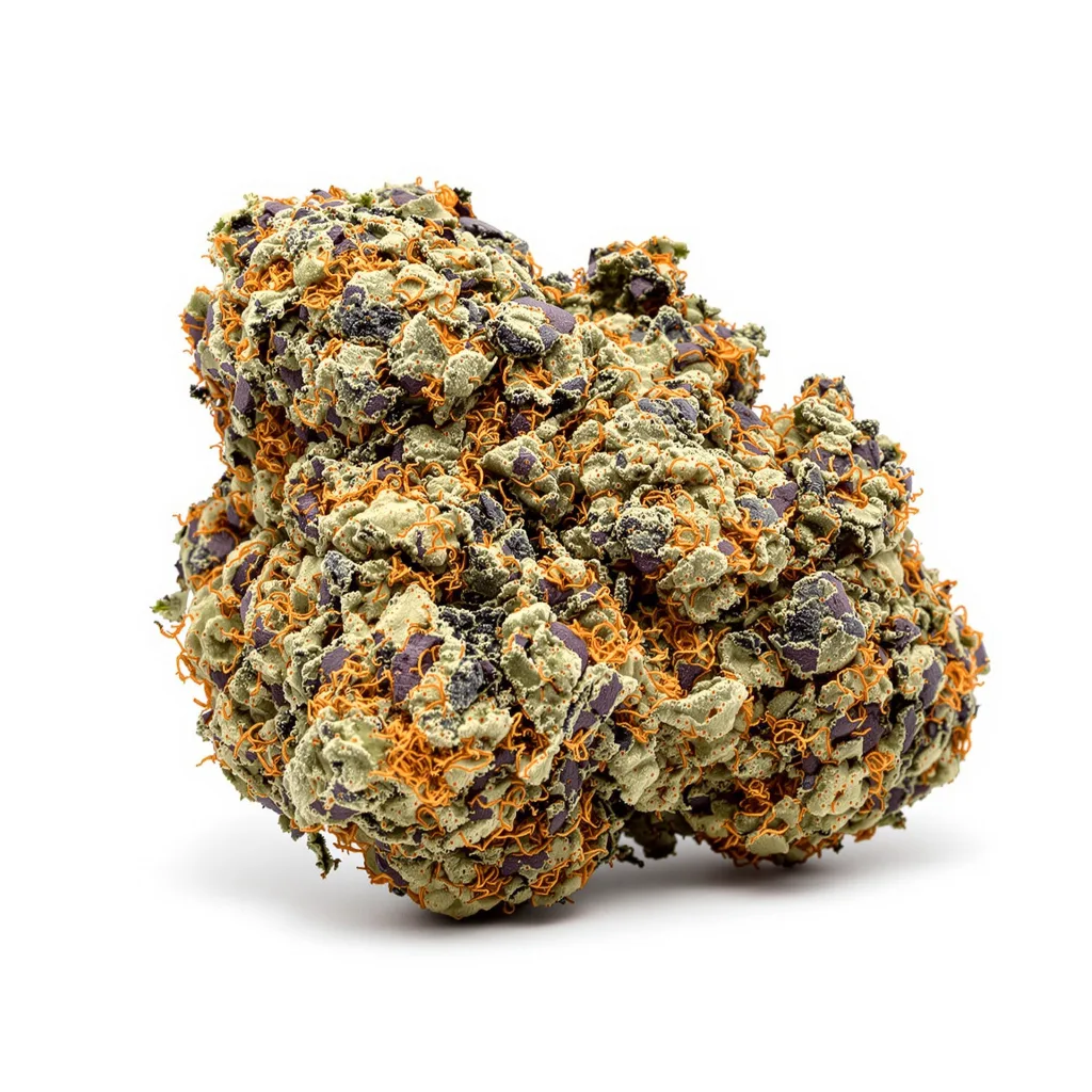 Ray Charles 72% indica / 28% sativa — fleur avec trichomes visibles