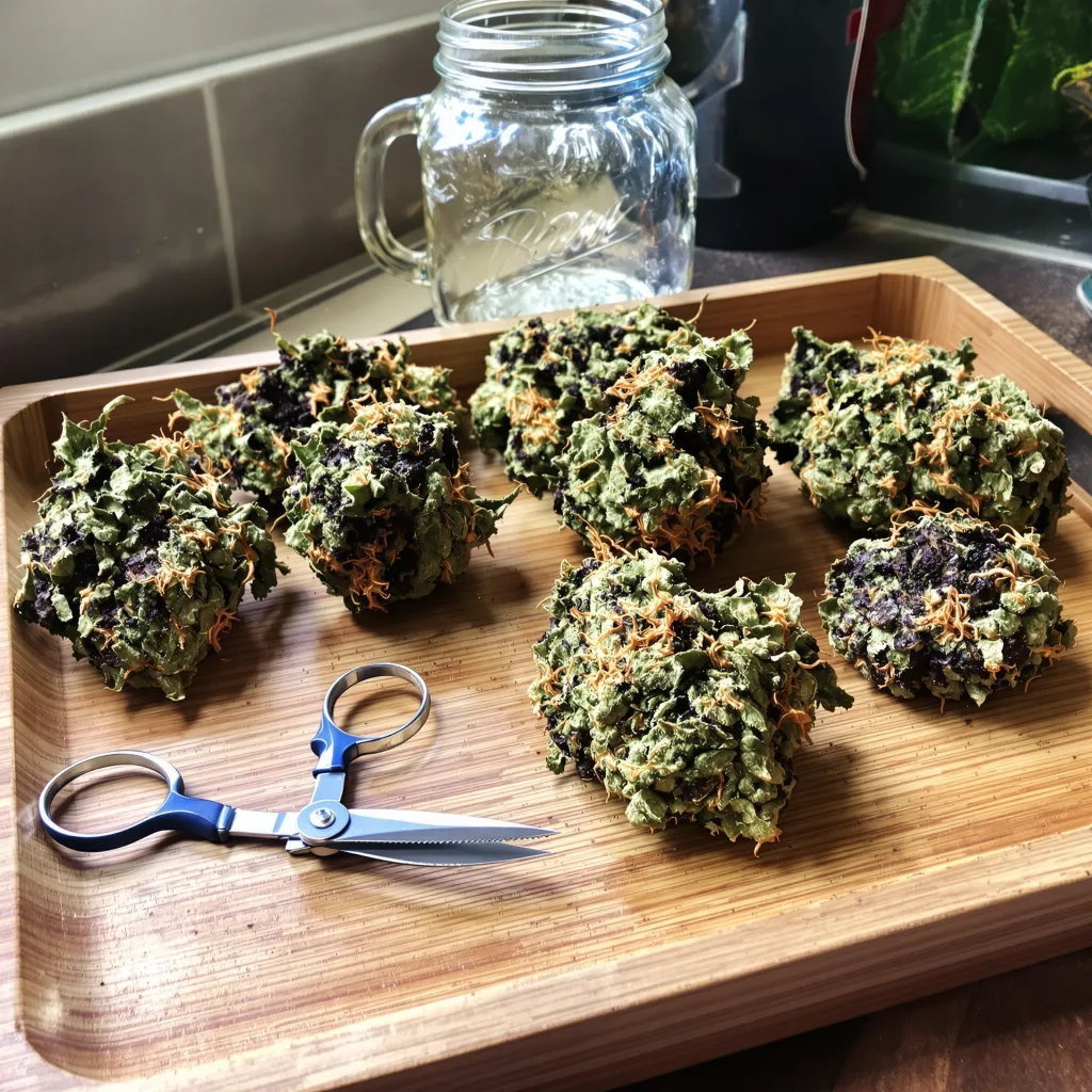 Reclining Buddha 75% indica / 25% sativa — fleur avec trichomes visibles