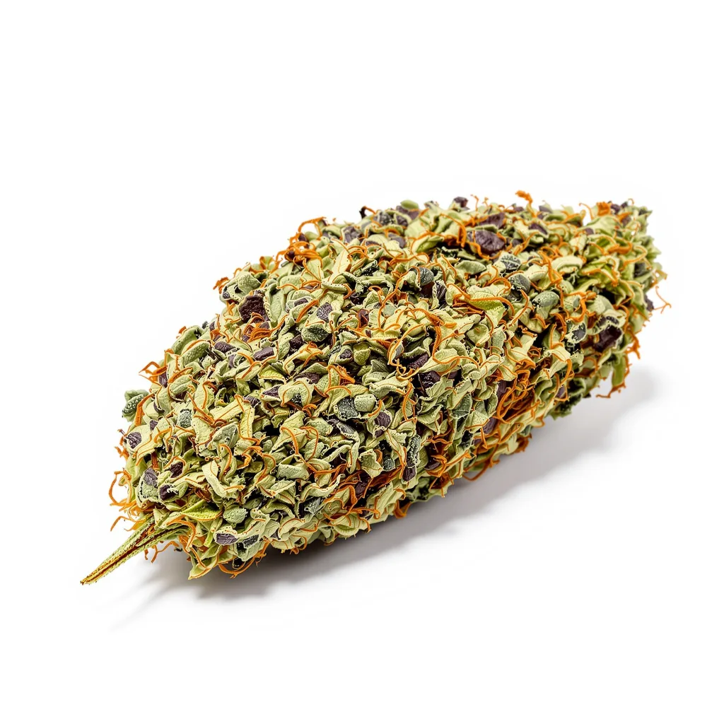 Red Eye OG 83% indica / 17% sativa — fleur avec trichomes visibles