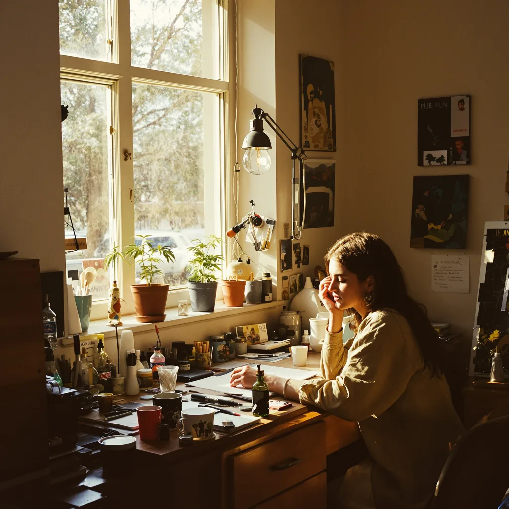 Red Widow 47% indica / 53% sativa — fleur avec trichomes visibles