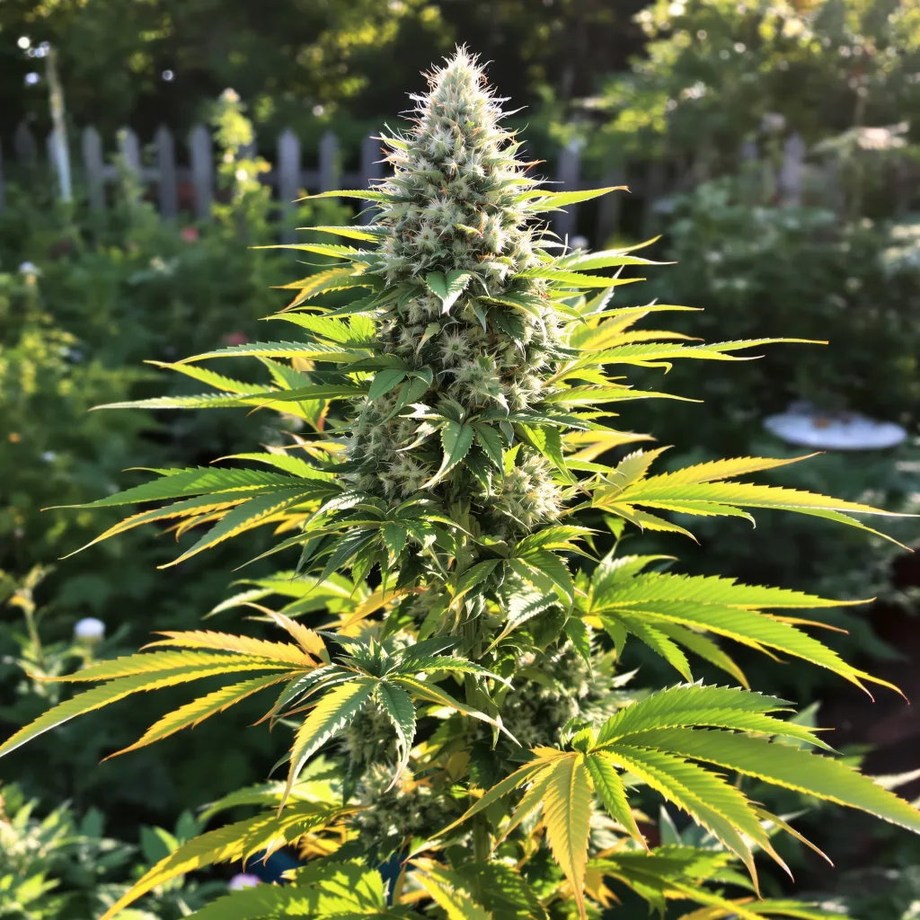 Redwood Kush 47% indica / 53% sativa — fleur avec trichomes visibles