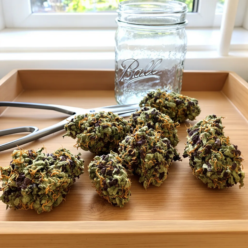 Remedy 68% indica / 32% sativa — fleur avec trichomes visibles