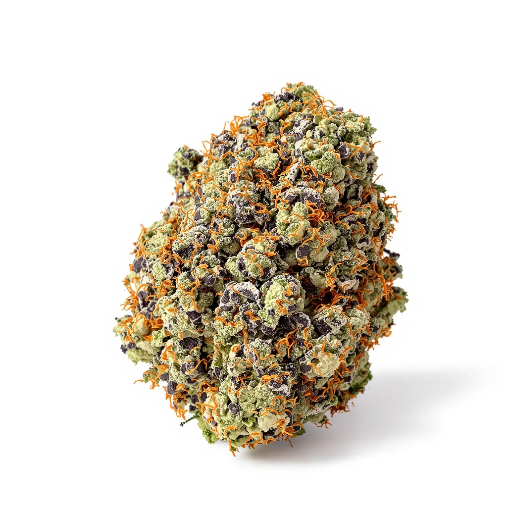 Remedy 68% indica / 32% sativa — fleur avec trichomes visibles