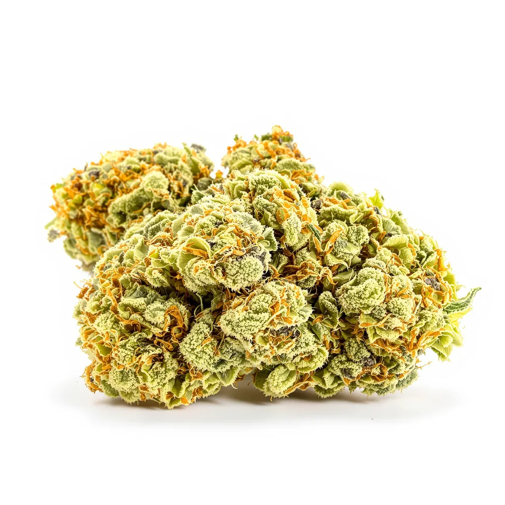 Remedy CBD 50% indica / 50% sativa — fleur avec trichomes visibles