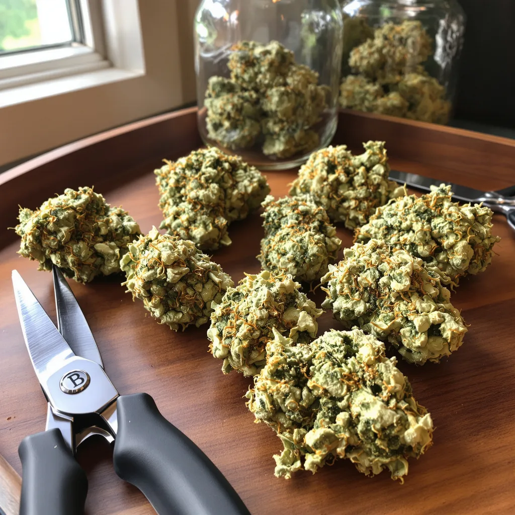 Ringos Gift CBD 50% indica / 50% sativa — fleur avec trichomes visibles