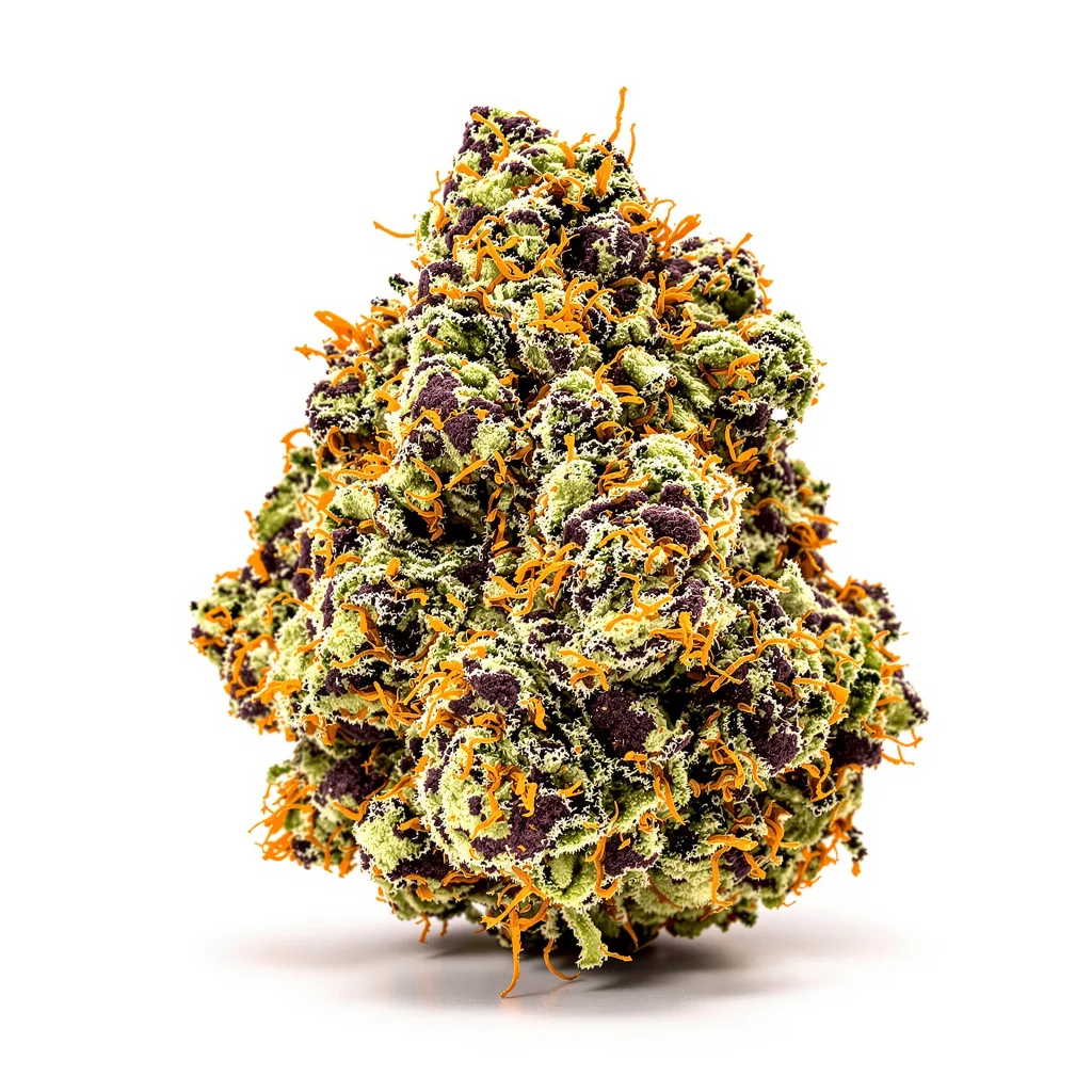 Rip City Purps 71% indica / 29% sativa — fleur avec trichomes visibles