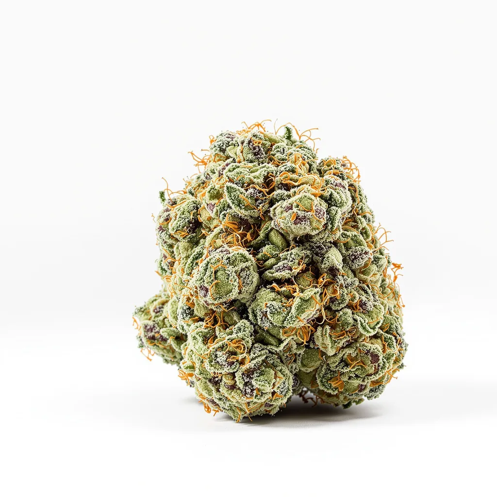 Ripped Bubba 50% indica / 40% sativa — fleur avec trichomes visibles
